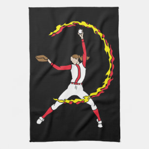 Womens Softball Pitcher Tea Towel