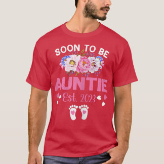 Womens Soon To Be Auntie Est 2023 Pregnancy Announ T-Shirt