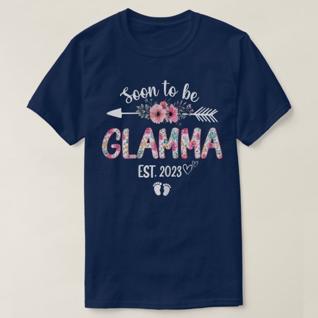 Womens Soon To Be Glamma Est 2023 Pregnancy Announ T-Shirt (Design Front)