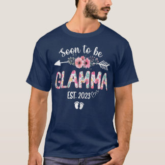Womens Soon To Be Glamma Est 2023 Pregnancy Announ T-Shirt