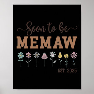 Womens Soon To Be Memaw 2025 Retro Promoted To Mem Poster