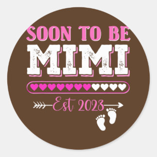 Womens Soon To Be Mimi Est 2023 New Mum Classic Round Sticker
