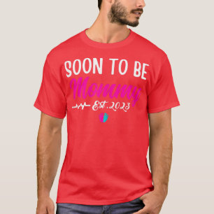 Womens Soon To Be Mummy Est 2023 Floral Mum Pregna T-Shirt