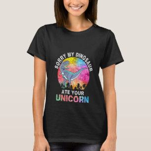 Womens Sorry My Dinosaur Ate Your Unicorn V-Neck T-Shirt