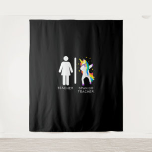 Womens Spanish Teacher Unicorn Dabbing funny spani Tapestry