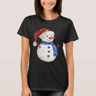 Womens Sparkly Rhinestone Snowman Pajamas Holiday T-Shirt