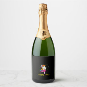 Womens Speech Fairy Funny Unicorn V-Neck T-Shirt Sparkling Wine Label