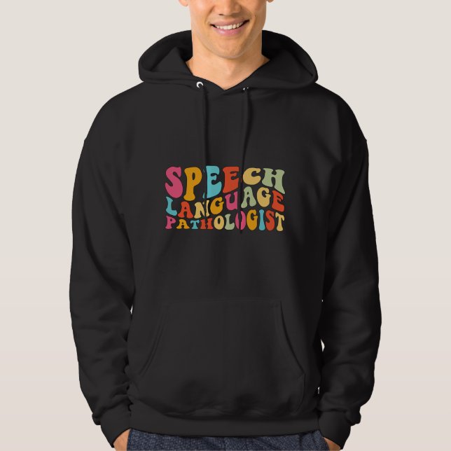 Womens Speech Language Pathologist Boho Retro Spee Hoodie (Front)