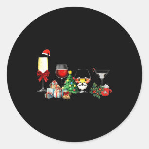 Womens Spellbind Wine Gl Of Santa Claus Gift Chris Classic Round Sticker