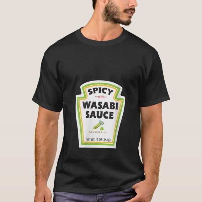 Womens Spicy Wasabi Sauce Bottle Label Funny Hallo T-Shirt (Front)