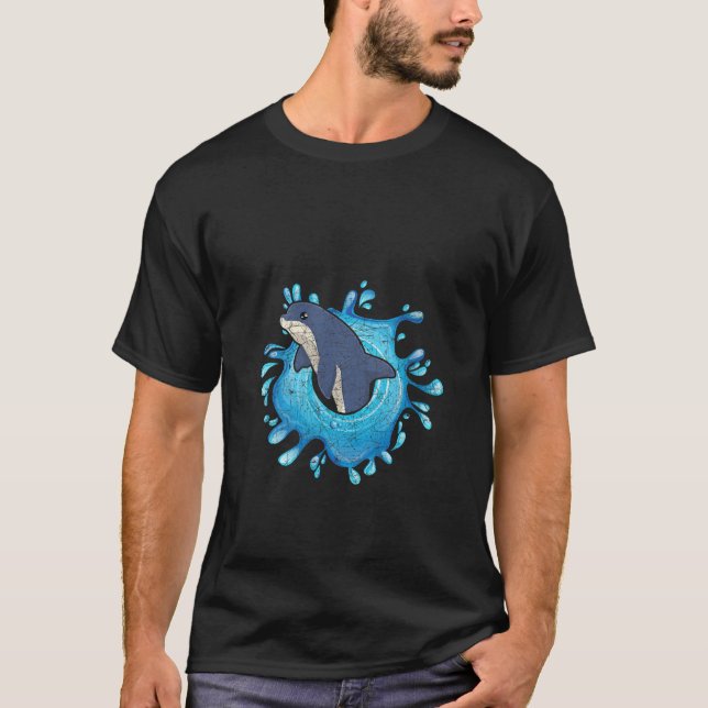 Womens Splashes Waves Ocean Dolphins Sea Animal Do T-Shirt (Front)
