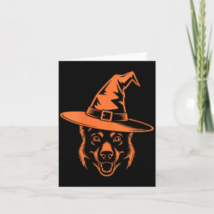 Womens Spooky Black German Shepherd Dog Witch Hat Card