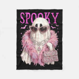 Womens Spooky Cute Glam Ghost Sungles Halloween Fleece Blanket