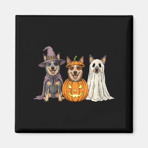 Womens Spooky Ghost Blue Heeler Pumpkin Halloween Magnet