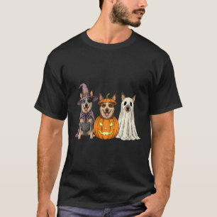 Womens Spooky Ghost Blue Heeler Pumpkin Halloween T-Shirt