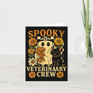 Womens Spooky Ghost Holding Black Cat Dog Card