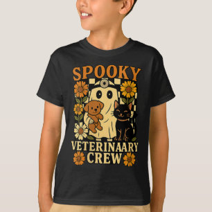 Womens Spooky Ghost Holding Black Cat Dog T-Shirt