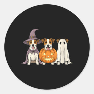 Womens Spooky Ghost Jack Russell Terrier Pumpkin Classic Round Sticker