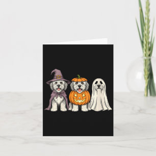 Womens Spooky Ghost Old English Sheepdog Pumpkin Card