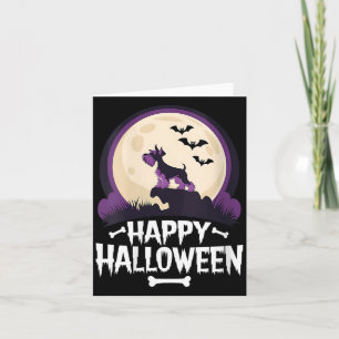 Womens Spooky Miniature Schnauzer Happy Halloween Card