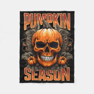Womens Spooky Pumpkin Season Grim Skull V-neck Fleece Blanket