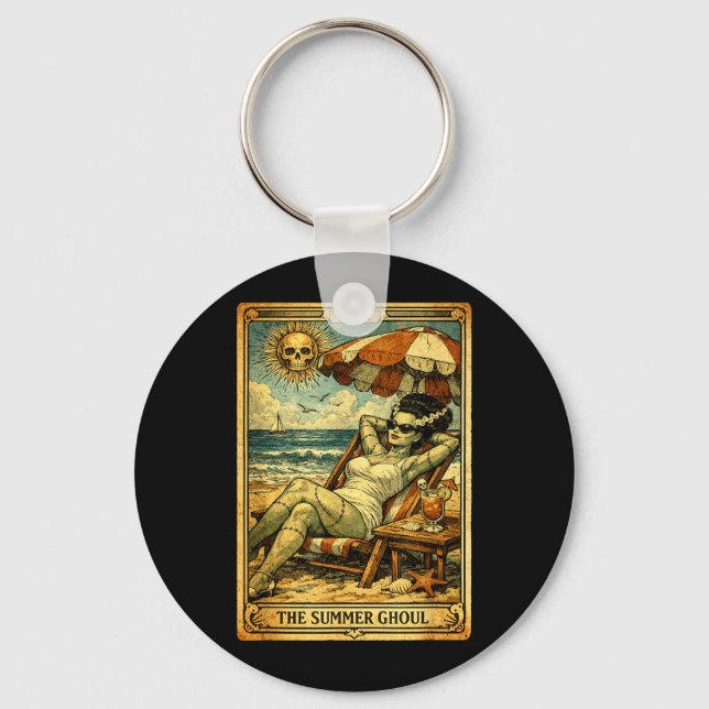 Womens Spooky Summer Ghoul Summerween Goth Key Ring (Front)