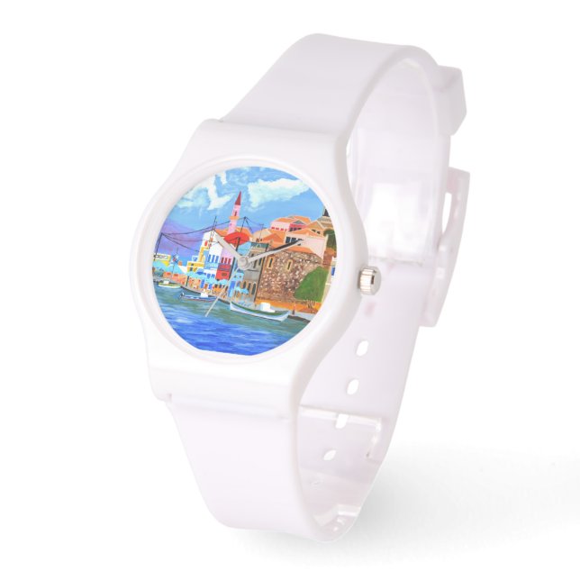 Women's Sporty White Silicon Watch (Angle)