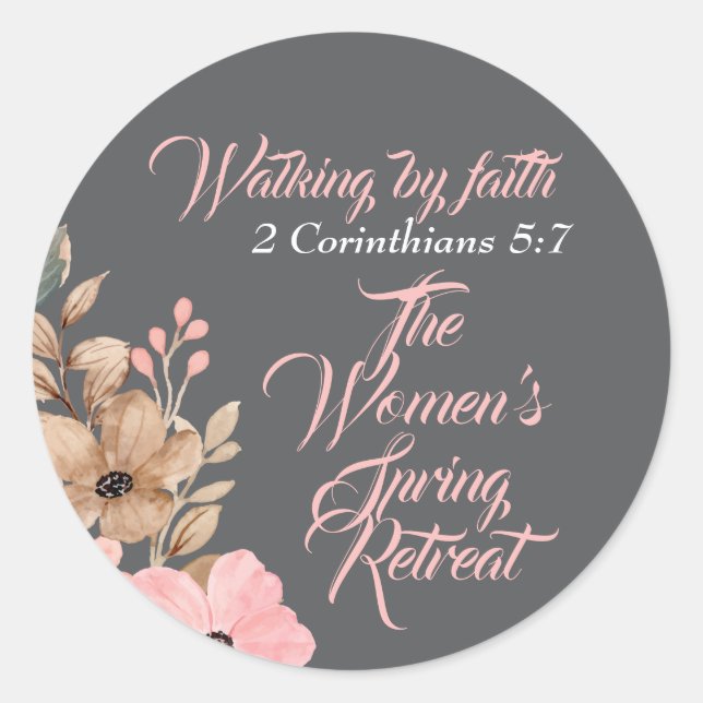 Women's Spring Retreat Wildflower Pink Christian Classic Round Sticker (Front)