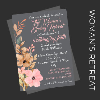 Women's Spring Retreat Wildflower Pink Christian Invitation