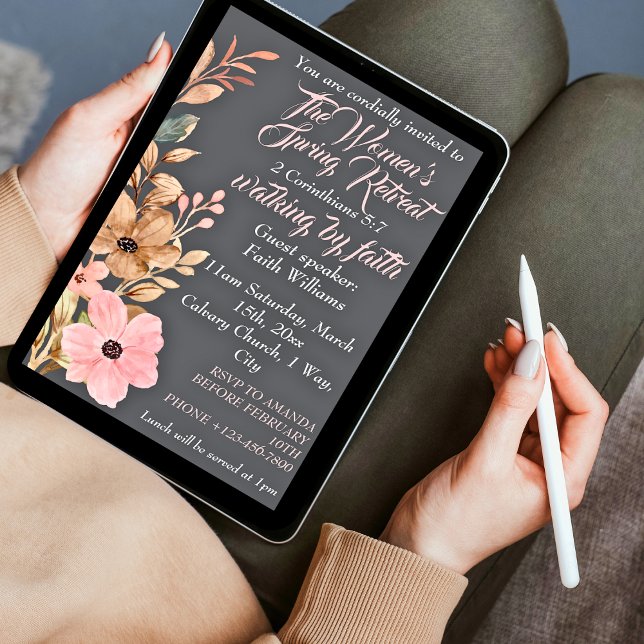 Women's Spring Retreat Wildflower Pink Christian Invitation (Creator Uploaded)