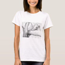 Women's squirrel in trees printed t-shirt