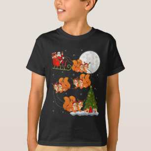 Womens Squirrel Santa Sleigh Flying Funny Magical T-Shirt