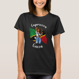 Womens St Kitts Queen Capricorn Birthday Zodiac As T-Shirt