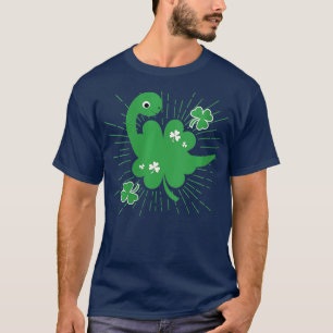 Womens St Patricks Day Brontosaurus Dinosaur Shamr T-Shirt