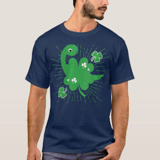 Womens St Patricks Day Brontosaurus Dinosaur Shamr T-Shirt