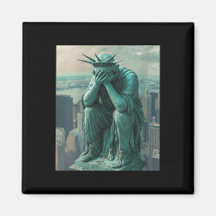 Womens Statue Of Liberty Facepalm V-neck  Magnet