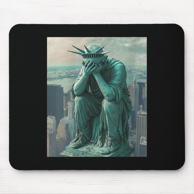 Womens Statue Of Liberty Facepalm V-neck  Mouse Mat (Front)