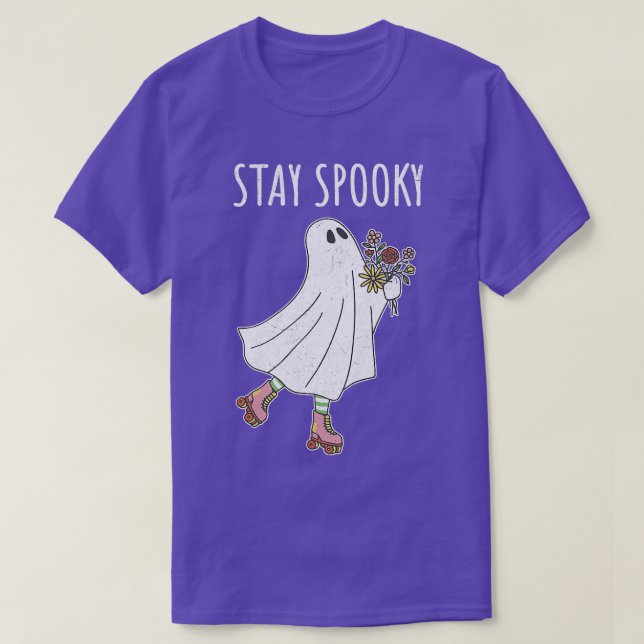 Womens Stay Spooky Cute Roller Skater Woman Ghost  T-Shirt (Design Front)