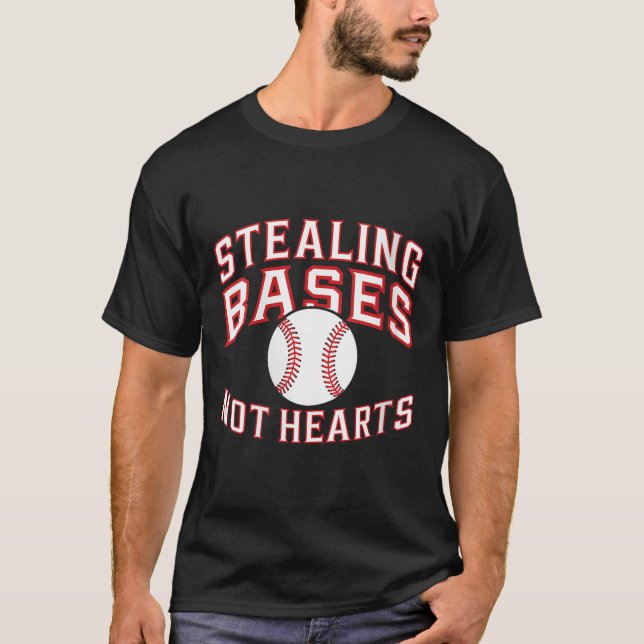 Womens Stealing Bases Not Hearts Funny Valentines  T-Shirt (Front)