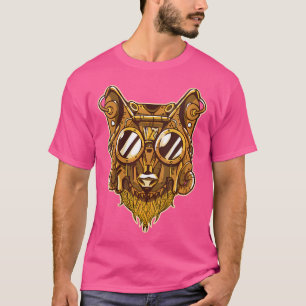 Womens Steampunk Wolf Vintage Art Animal Steam Pun T-Shirt
