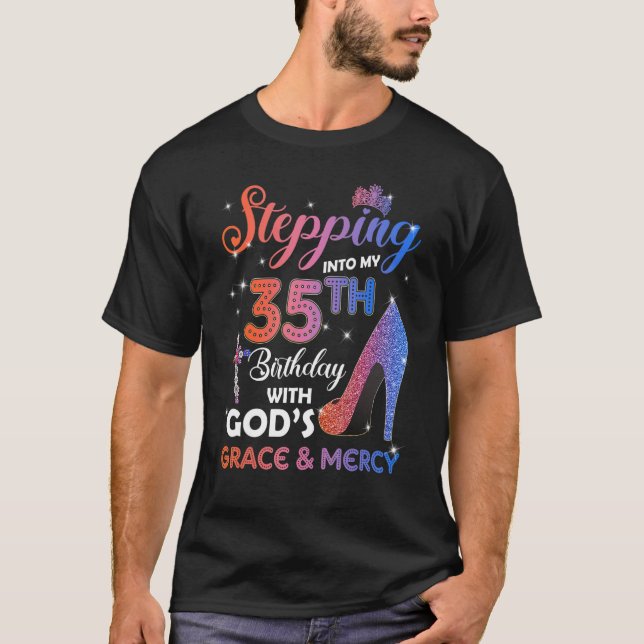 Womens Stepping Into My 35th Birthday Pumps 35 yea T-Shirt (Front)