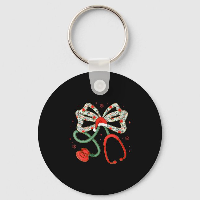 Womens Stethoscope Christmas Nurse Health Worker S Key Ring (Front)