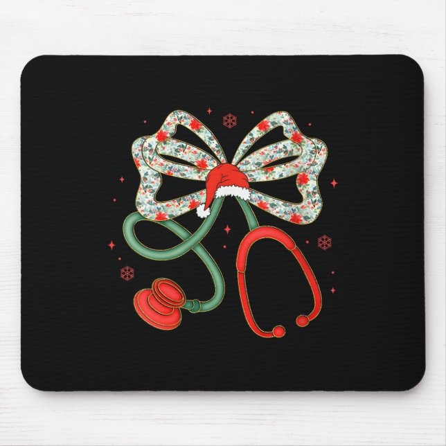 Womens Stethoscope Christmas Nurse Health Worker S Mouse Mat (Front)