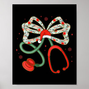 Womens Stethoscope Christmas Nurse Health Worker S Poster