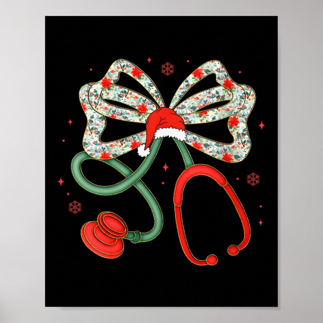 Womens Stethoscope Christmas Nurse Health Worker S Poster (Front)