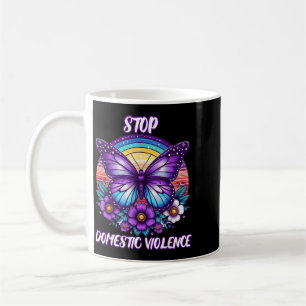 Womens Stop Domestic Violence Purple Retro Rainbow Coffee Mug