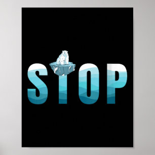 Womens Stop Ocean Pollution Polar Bear Poster