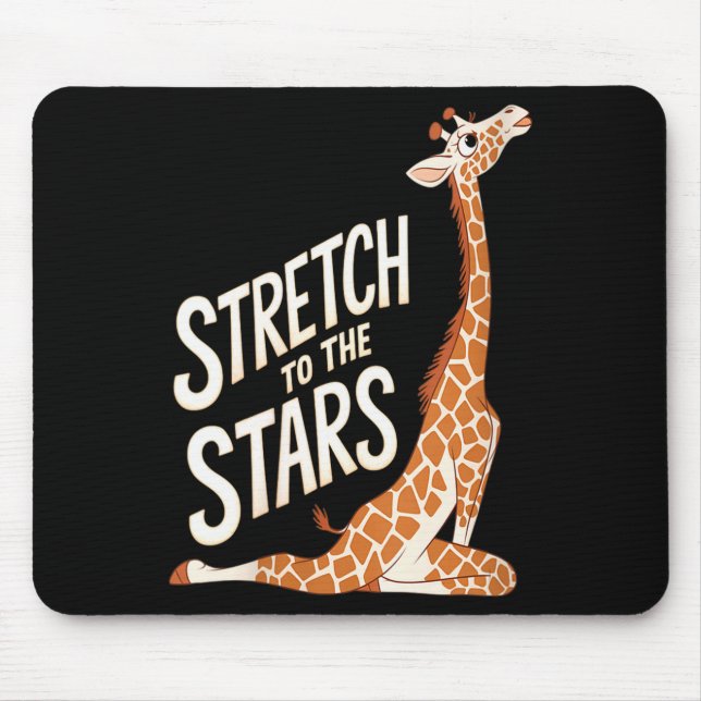 Womens Stretch Toward The Galaxy Sitive Yoga Giraf Mouse Mat (Front)