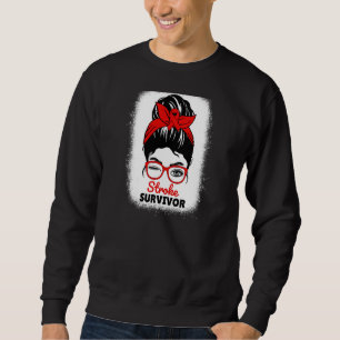 Womens Stroke Survivor Messy Bun Women Mum Stroke Sweatshirt