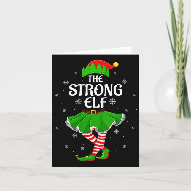 Womens Strong Elf Christmas Family Girls Women Elf Card (Front)